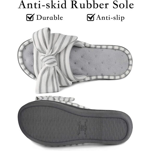 Women's Eurytides Slide Slippers Memory Foam House Gray White Shoes - Picture 8 of 8